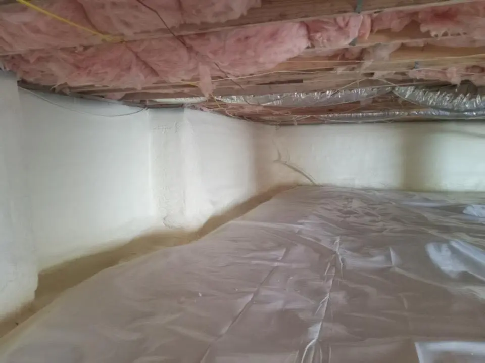 Crawl space encapsulation with closed-cell spray foam for Storm Damage Roof Repair in West Carrollton